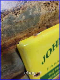 Vintage John Deere Porcelain Sign Farm Implements Tractor Dealer Sales & Service Vintage John Deere Porcelain Sign Farm Implements Tractor Dealer Sales & Service