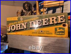 Vintage John Deere Porcelain Sign Farm Implements Tractor Dealer Sales & Service Vintage John Deere Porcelain Sign Farm Implements Tractor Dealer Sales & Service