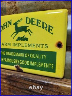 Vintage John Deere Porcelain Sign Farm Implements Tractor Dealer Sales & Service Vintage John Deere Porcelain Sign Farm Implements Tractor Dealer Sales & Service