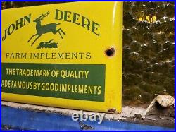 Vintage John Deere Porcelain Sign Farm Implements Tractor Gas Station Oil Barn