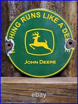 Vintage John Deere Porcelain Sign Farm Tractor Equipment Dealer Advertising 6