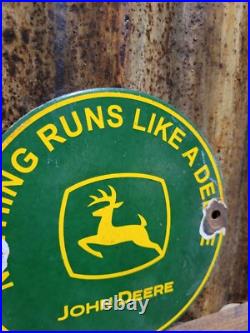 Vintage John Deere Porcelain Sign Farm Tractor Equipment Dealer Advertising 6