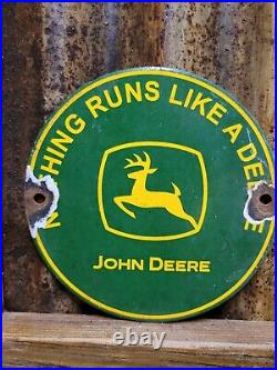 Vintage John Deere Porcelain Sign Farm Tractor Equipment Dealer Advertising 6