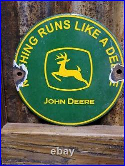 Vintage John Deere Porcelain Sign Farm Tractor Equipment Dealer Advertising 6