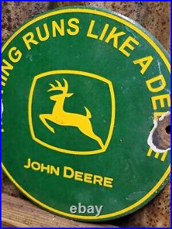 Vintage John Deere Porcelain Sign Farm Tractor Equipment Dealer Advertising 6