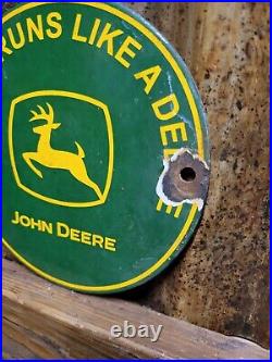 Vintage John Deere Porcelain Sign Farm Tractor Equipment Dealer Advertising 6
