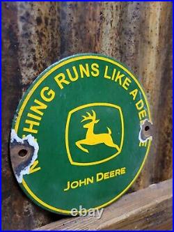 Vintage John Deere Porcelain Sign Farm Tractor Equipment Dealer Advertising 6