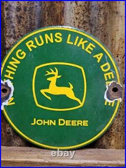 Vintage John Deere Porcelain Sign Farm Tractor Equipment Dealer Advertising 6