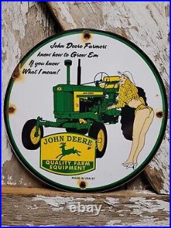 Vintage John Deere Porcelain Sign Farm Tractor Equipment Dealer Sales Service