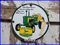 Vintage John Deere Porcelain Sign Farm Tractor Equipment Dealer Sales Service