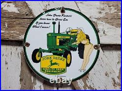 Vintage John Deere Porcelain Sign Farm Tractor Equipment Dealer Sales Service