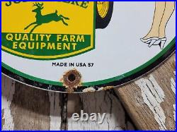 Vintage John Deere Porcelain Sign Farm Tractor Equipment Dealer Sales Service