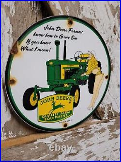 Vintage John Deere Porcelain Sign Farm Tractor Equipment Dealer Sales Service
