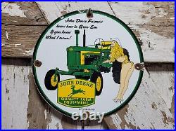 Vintage John Deere Porcelain Sign Farm Tractor Equipment Dealer Sales Service