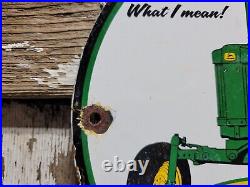 Vintage John Deere Porcelain Sign Farm Tractor Equipment Dealer Sales Service