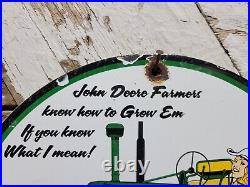 Vintage John Deere Porcelain Sign Farm Tractor Equipment Dealer Sales Service