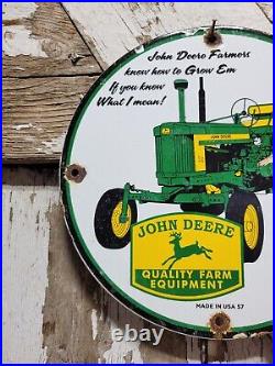 Vintage John Deere Porcelain Sign Farm Tractor Equipment Dealer Sales Service