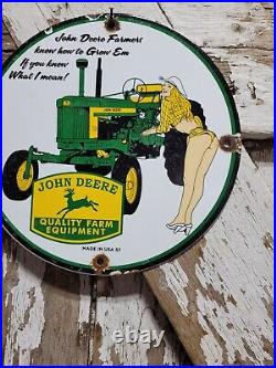 Vintage John Deere Porcelain Sign Farm Tractor Equipment Dealer Sales Service