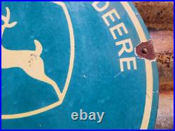 Vintage John Deere Porcelain Sign Farm Tractor Farming Machinery Dealer Sales