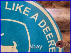 Vintage John Deere Porcelain Sign Farm Tractor Farming Machinery Dealer Sales