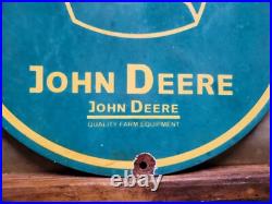 Vintage John Deere Porcelain Sign Farm Tractor Farming Machinery Dealer Sales