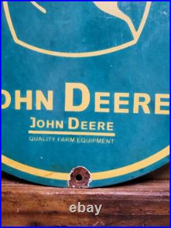 Vintage John Deere Porcelain Sign Farm Tractor Farming Machinery Dealer Sales