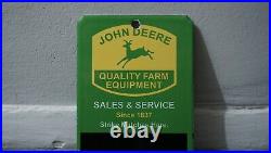 Vintage John Deere Porcelain Sign Gas Motor Oil Metal Pump Station Gasoline Push