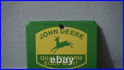 Vintage John Deere Porcelain Sign Gas Motor Oil Metal Pump Station Gasoline Push