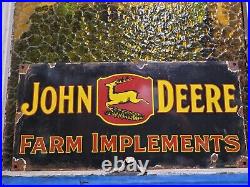 Vintage John Deere Porcelain Sign Gas Oil Farm Implements Tractor Corn Veribrite