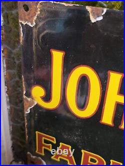 Vintage John Deere Porcelain Sign Gas Oil Farm Implements Tractor Deer Veribrite