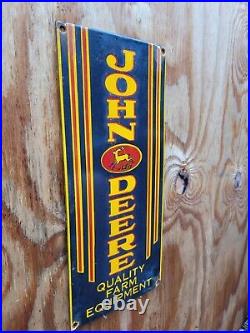 Vintage John Deere Porcelain Sign Gas Oil Farm Tractor Midwest Corn Cow Machine