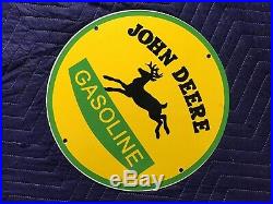 Vintage John Deere Porcelain Sign Gas Oil Pump Plate Service Station Agriculture