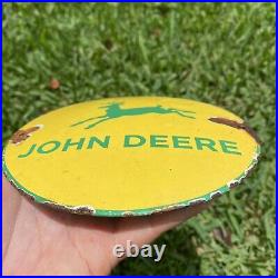 Vintage John Deere Porcelain Sign Metal Dome Barn 6 Gas Oil Farming Tractor
