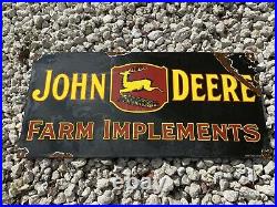 Vintage John Deere Porcelain Sign Oil Gas Oldbarn Farm Implement Tractor Service