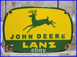 Vintage John Deere Porcelain Sign Old 1960 Lanz Farming Tractor Dealer Sales 12