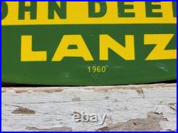 Vintage John Deere Porcelain Sign Old 1960 Lanz Farming Tractor Dealer Sales 12
