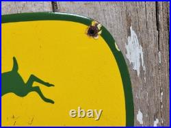 Vintage John Deere Porcelain Sign Old 1960 Lanz Farming Tractor Dealer Sales 12