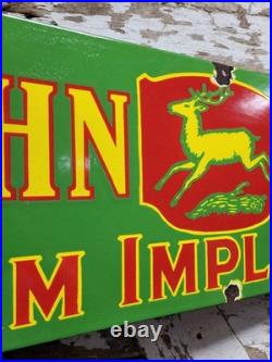 Vintage John Deere Porcelain Sign Old 36 Farming Tractor Dealer Sales Service