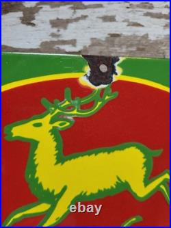 Vintage John Deere Porcelain Sign Old 36 Farming Tractor Dealer Sales Service