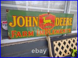 Vintage John Deere Porcelain Sign Old 3ft Farming Tractor Implements Dealer