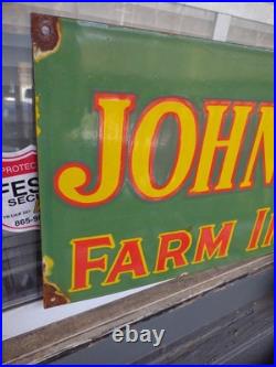 Vintage John Deere Porcelain Sign Old 3ft Farming Tractor Implements Dealer