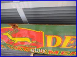 Vintage John Deere Porcelain Sign Old 3ft Farming Tractor Implements Dealer