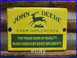 Vintage John Deere Porcelain Sign Old 7 Farm Implements Tractor Dealer Sales