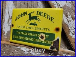 Vintage John Deere Porcelain Sign Old 7 Farm Implements Tractor Dealer Sales