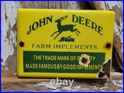 Vintage John Deere Porcelain Sign Old 7 Farm Implements Tractor Dealer Sales