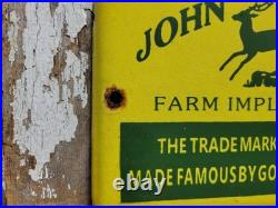 Vintage John Deere Porcelain Sign Old 7 Farm Implements Tractor Dealer Sales