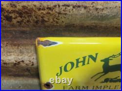 Vintage John Deere Porcelain Sign Old 7 Farm Implements Tractor Dealer Sales