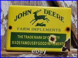 Vintage John Deere Porcelain Sign Old 7 Farm Implements Tractor Dealer Sales