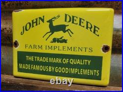 Vintage John Deere Porcelain Sign Old 7 Farm Implements Tractor Dealer Sales
