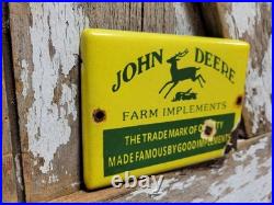 Vintage John Deere Porcelain Sign Old 7 Farm Implements Tractor Dealer Sales